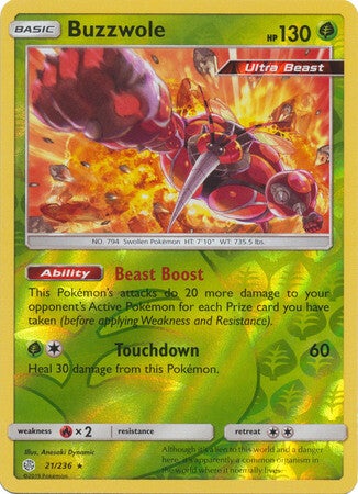 Buzzwole 21/236 reverse holo Cosmic Eclipse