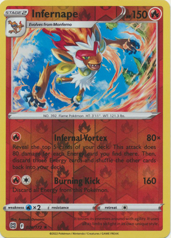 Infernape 26/172 reverse holo Brilliant Stars