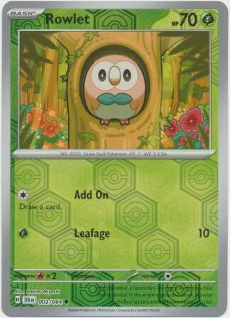Rowlet 003/064 reverse holo Shrouded fable