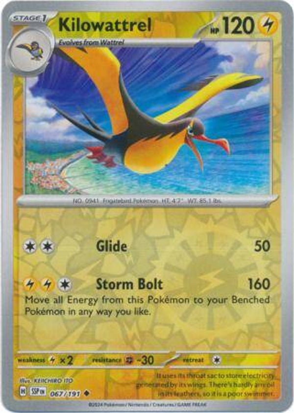 Kilowattrel 067/191 reverse holo surging sparks