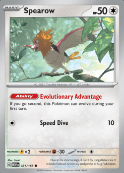 Spearow 021/165 reverse holo pokemon 151