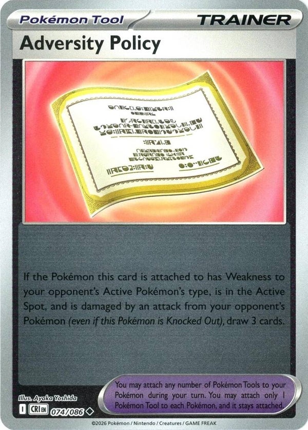 Adversity Policy 074/086 reverse holo Chaos Rising