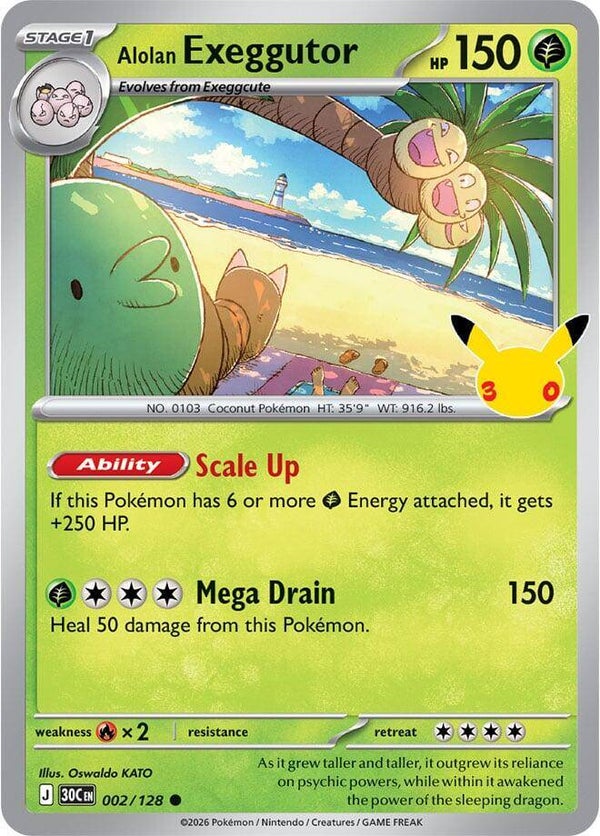 Alolan Exeggutor 002/128 holo 30th Anniversary