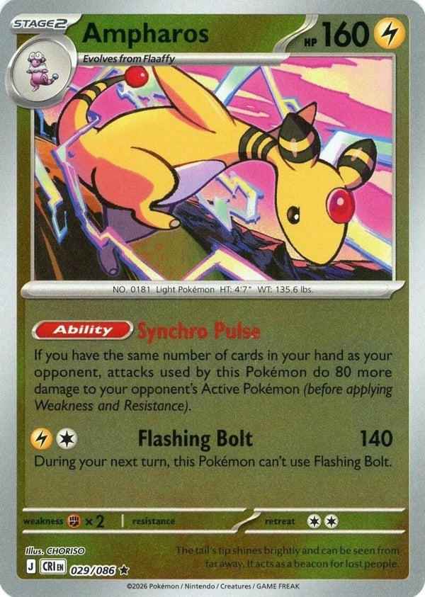 Ampharos 029/086 reverse holo Chaos Rising
