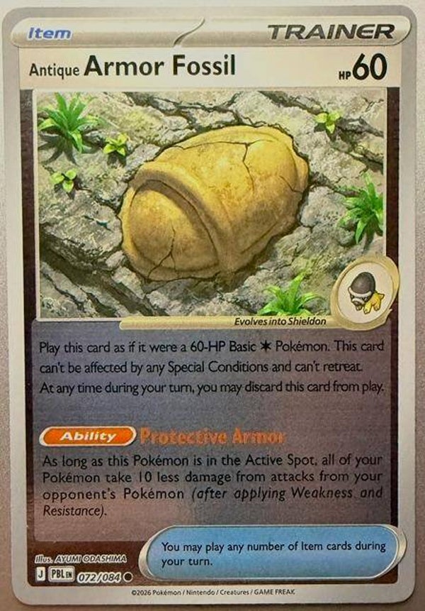 Antique Armor Fossil 072/084 reverse holo Pitch Black