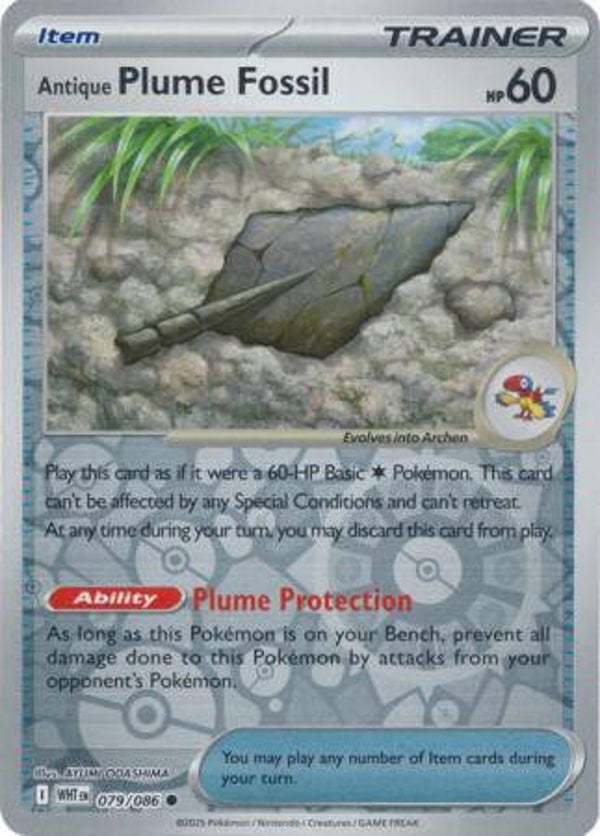 Antique Plume Fossil 079/086 Reverse Holo White Flare