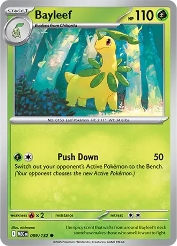 Bayleef 009/132 Reverse Holo Mega Evolution