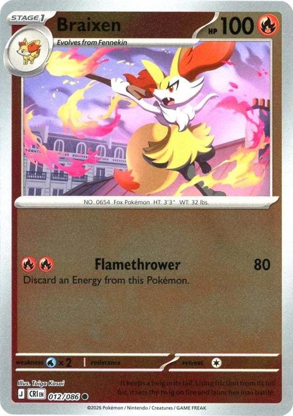 Braixen 012/086 reverse holo Chaos Rising