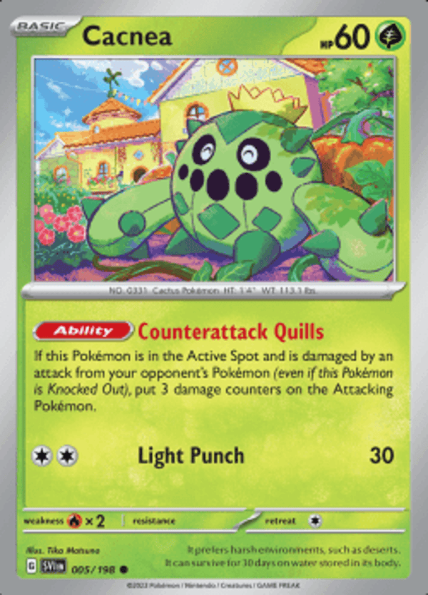 Cacnea 005/198 reverse holo Scarlet en Violet