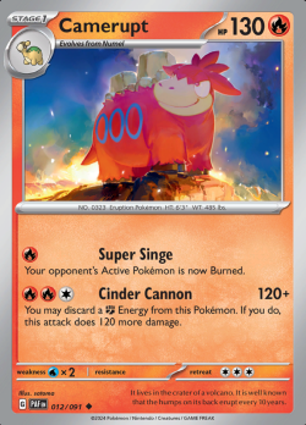 Camerupt 012/091 reverse holo Paldean Fates
