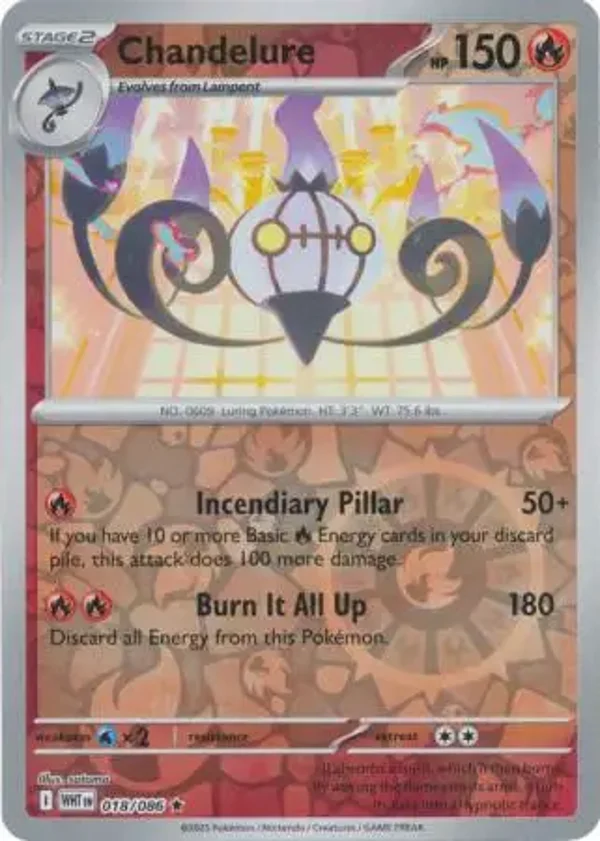 Chandelure 018/086 Reverse Holo White Flare