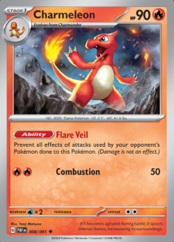 Charmeleon 008/091 reverse holo Paldean Fates