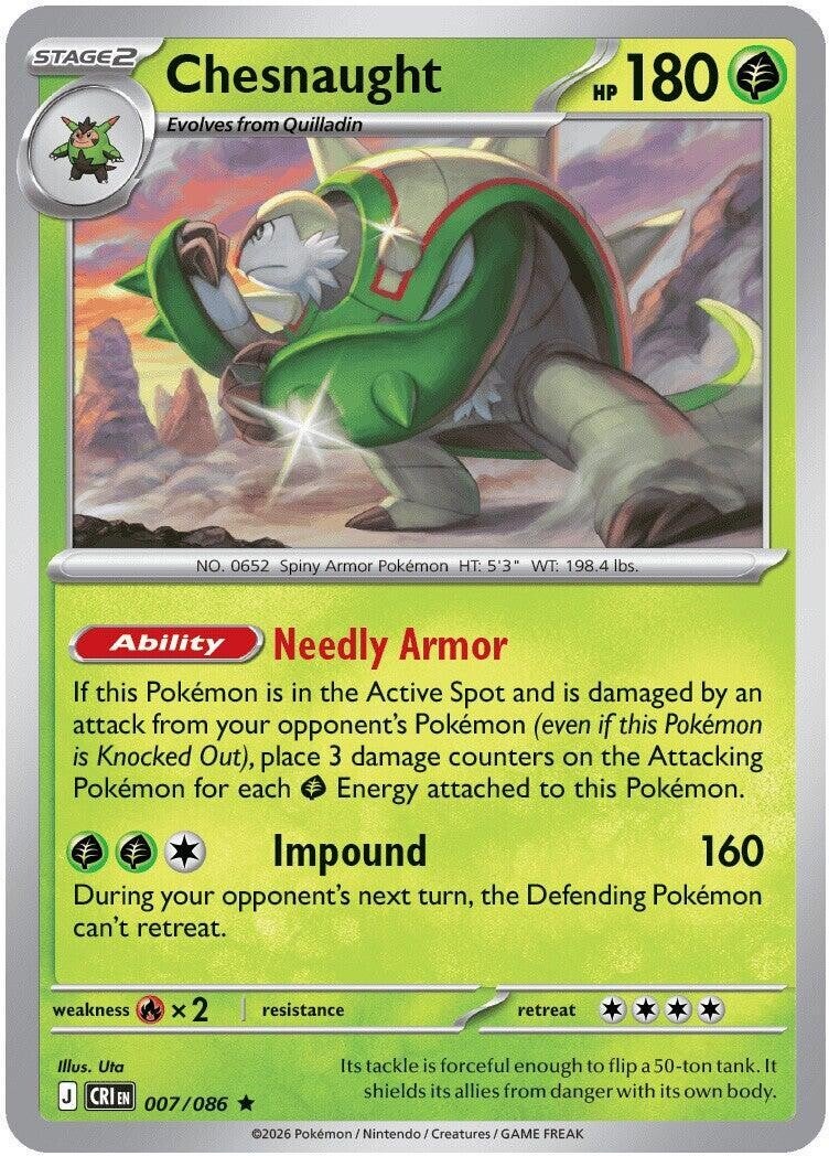 Chesnaught 007/086 holo Chaos Rising