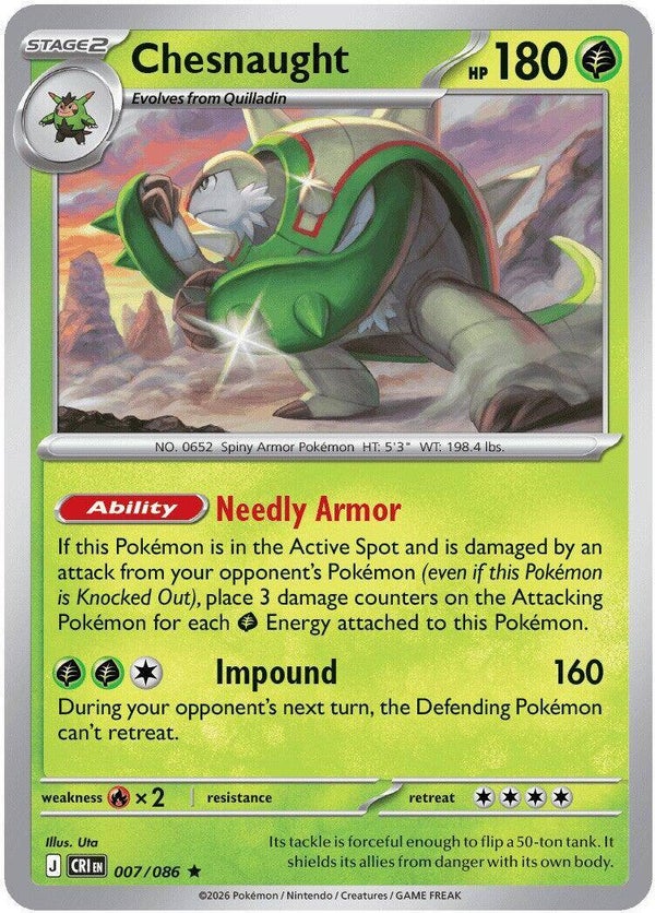 Chesnaught 007/086 holo Chaos Rising