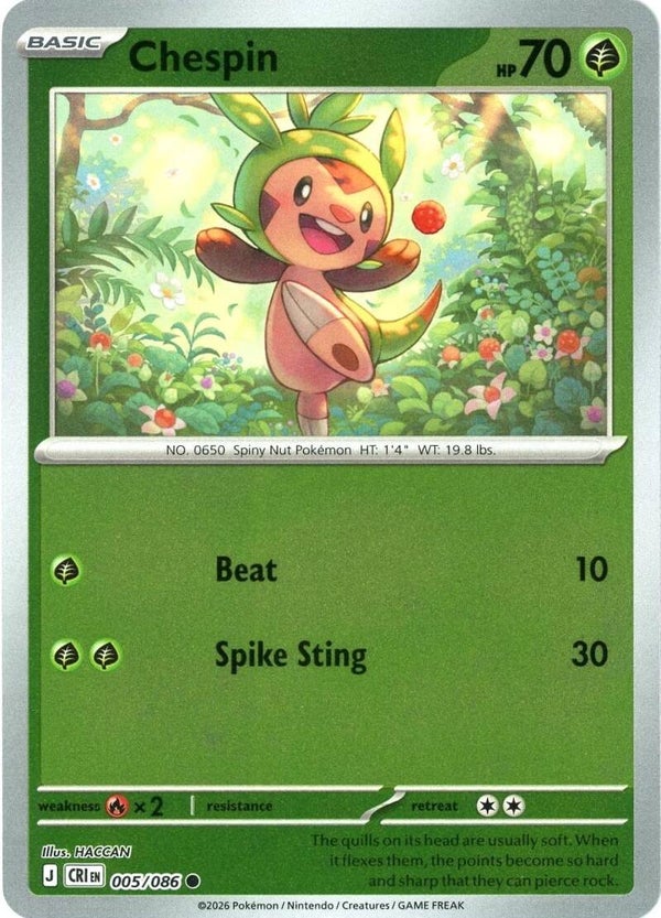 Chespin 005/086 reverse holo Chaos Rising