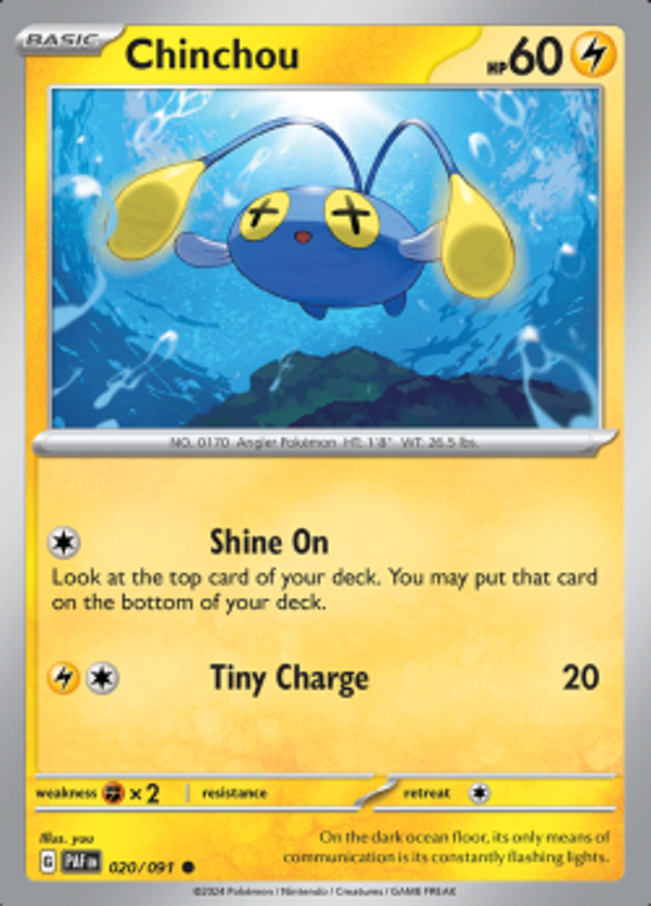 Chinchou 020/091 reverse holo Paldean Fates