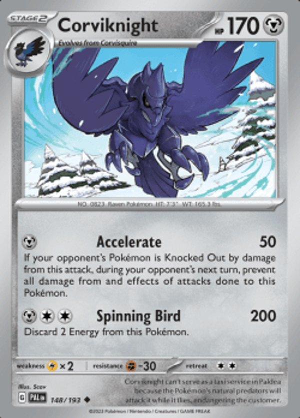 Corviknight 148/193 reverse holo Paldea evolved