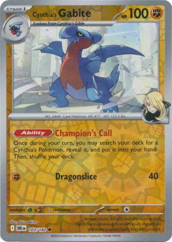 Cynthia's Gabite 103/182 Reverse Holo Destined Rivals