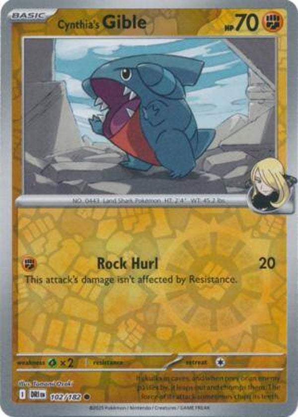 Cynthia's Gible 102/182 Reverse Holo Destined Rivals