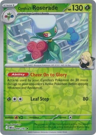 Cynthia's Roserade 008/182 Reverse Holo Destined Rivals