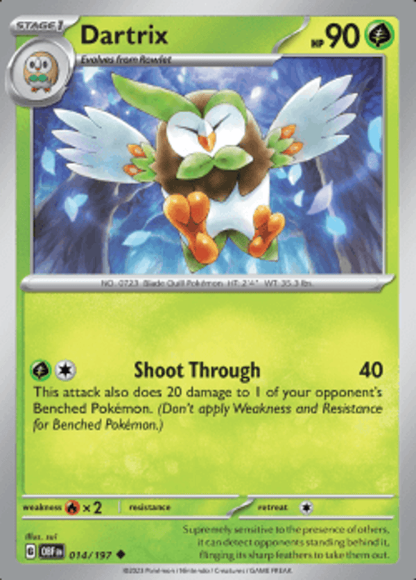 Dartrix 014/197 reverse holo Obsidian flames