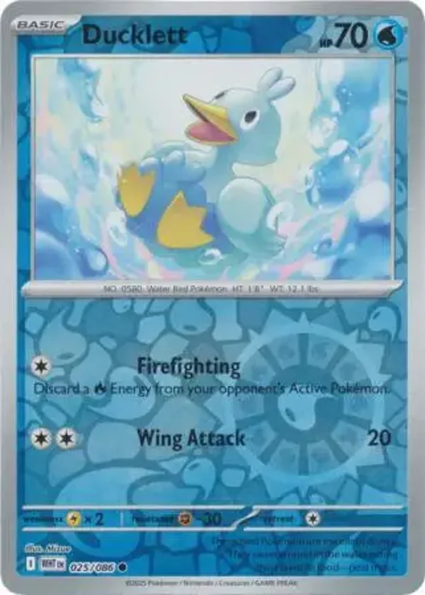 Ducklett 025/086 Reverse Holo White Flare