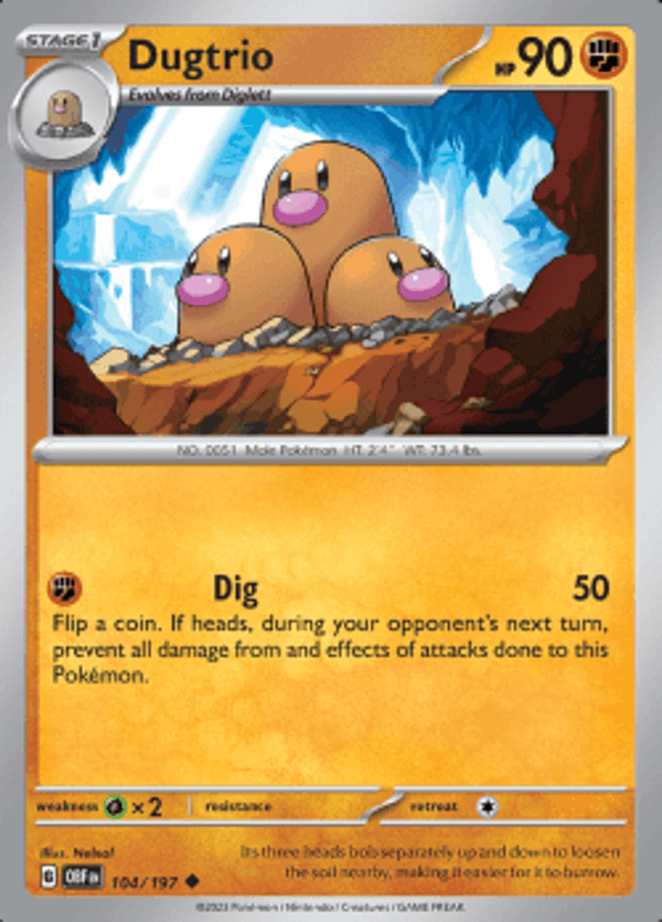 Dugtrio 104/197 reverse holo Obsidian flames