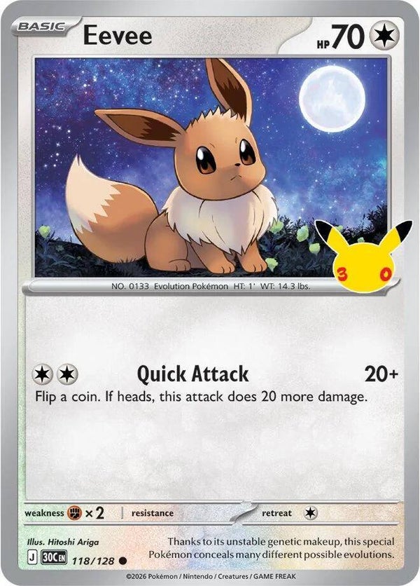 Eevee 118/128 holo 30th Anniversary