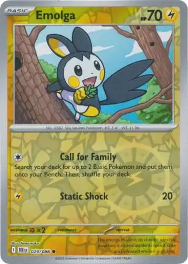 Emolga 029/086 Reverse Holo Black Bolt