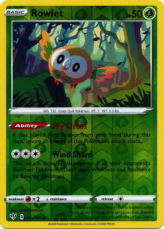 Rowlet 011/189 Reverse Holo Darkness Ablaze