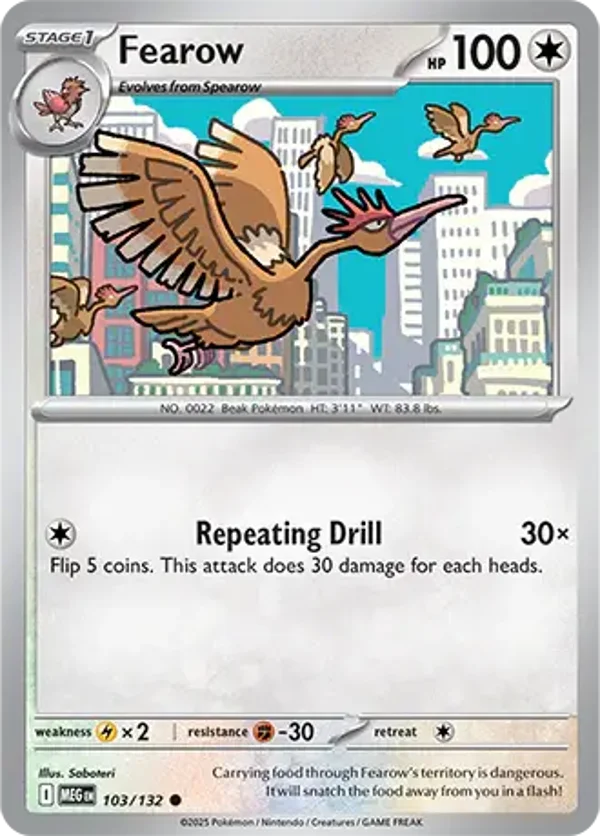Fearow 103/132 Reverse Holo Mega Evolution