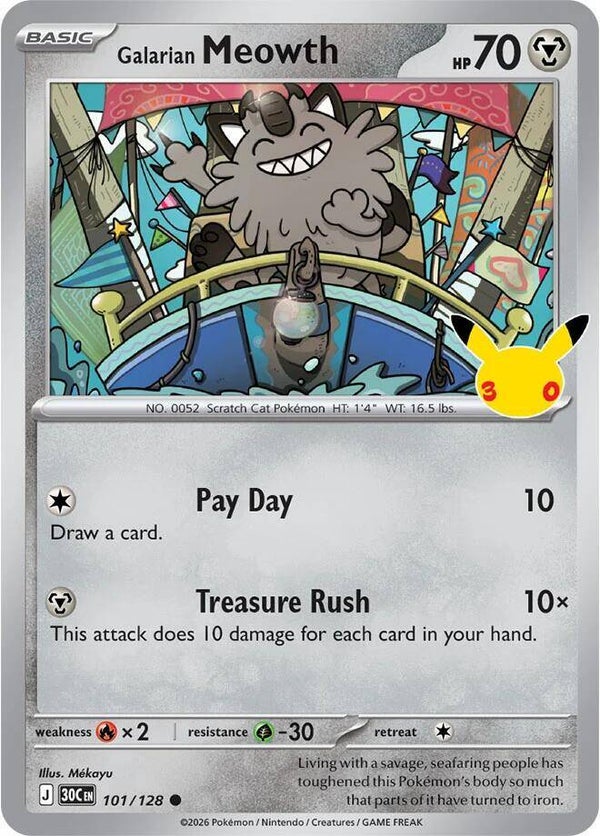 Galarian Meowth 101/128 holo 30th Anniversary