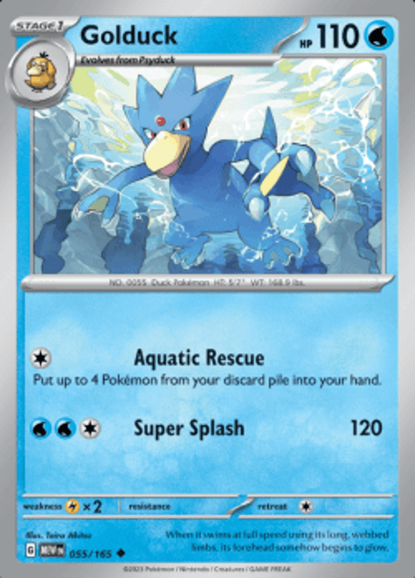 Golduck 055/165 reverse holo pokemon 151