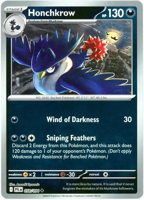 Honchkrow 058/094 Reverse Holo Phantasmal Flames