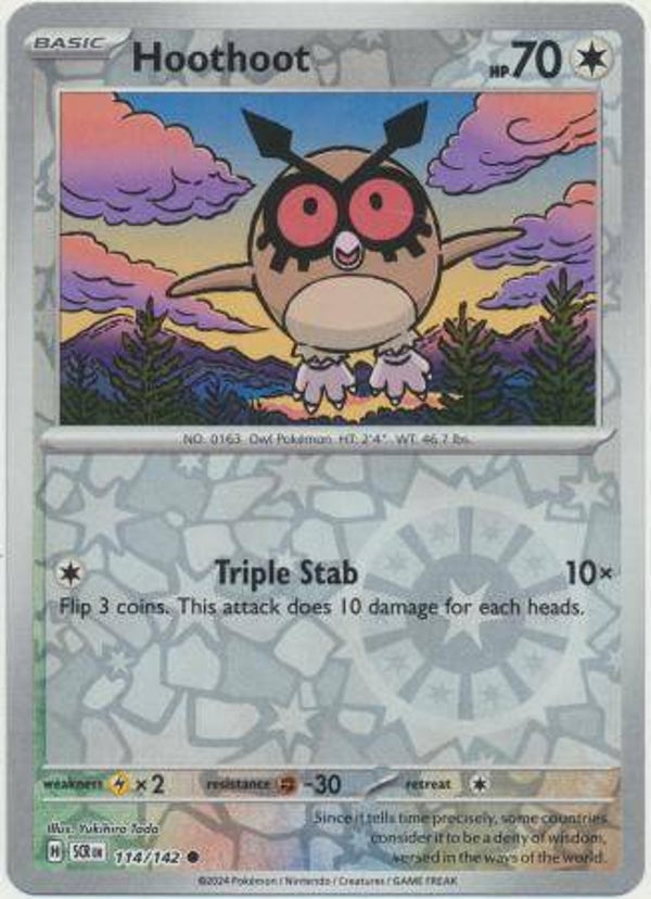Hoothoot 114/142 Reverse Holo Stellar Crown