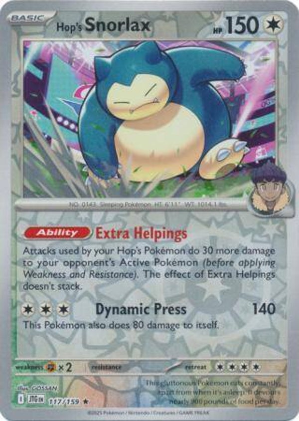 Hop's Snorlax 117/159 Reverse Holo Journey Together