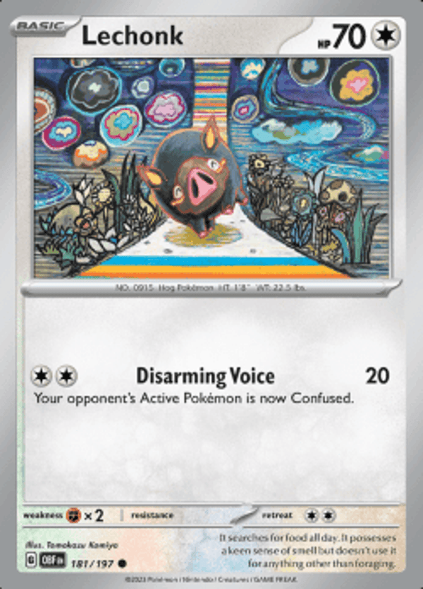 Lechonk 181/197reverse holo Obsidian flames