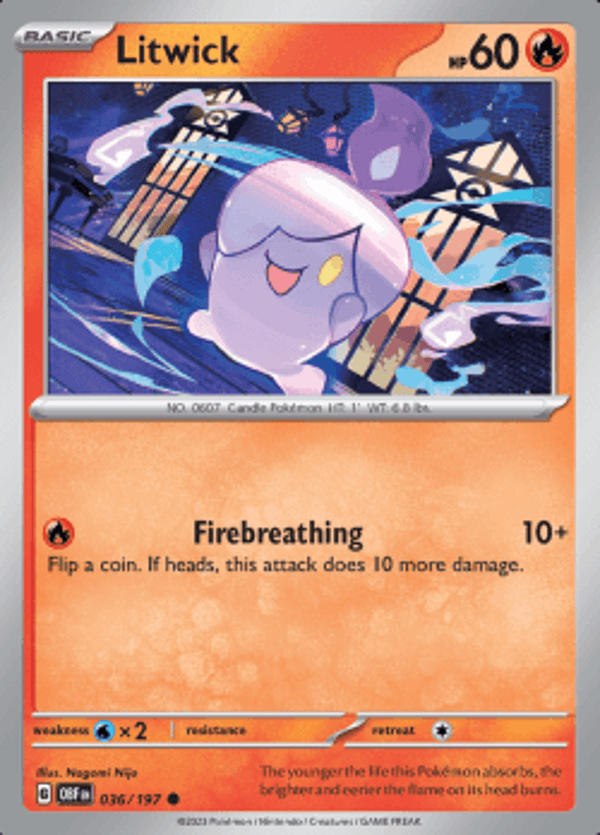 Litwick 036/197 reverse holo Obsidian flames