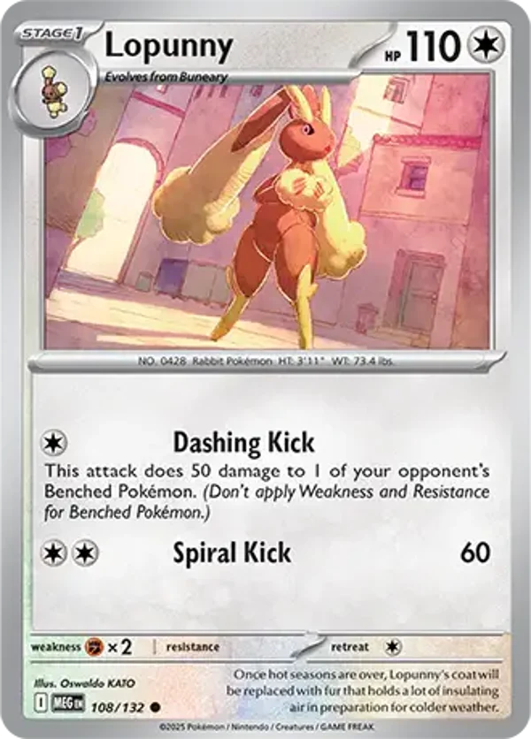Lopunny 108/132 Reverse Holo Mega Evolution