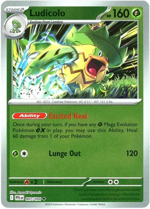 Ludicolo 007/094 Reverse Holo Phantasmal Flames