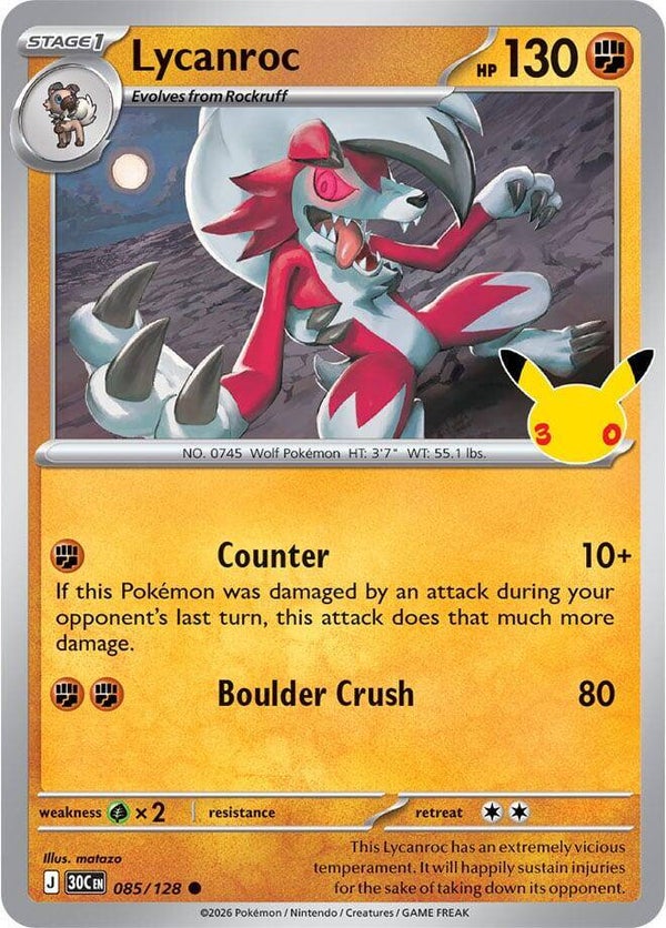 Lycanroc 085/128 holo 30th Anniversary