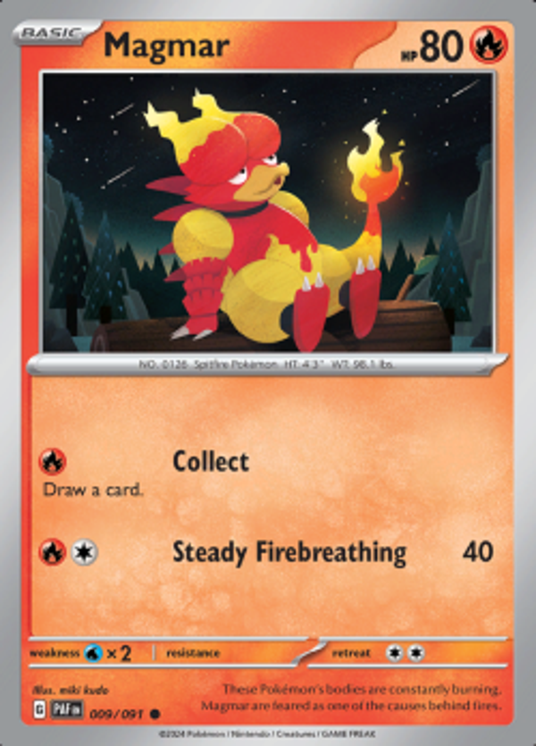 Magmar 009/091 reverse holo  Paldean Fates