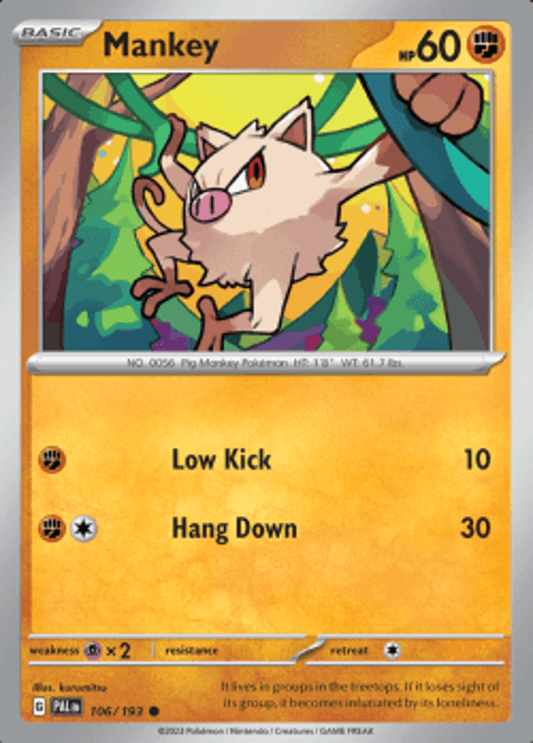 Mankey 106/193 reverse holo Paldea evolved