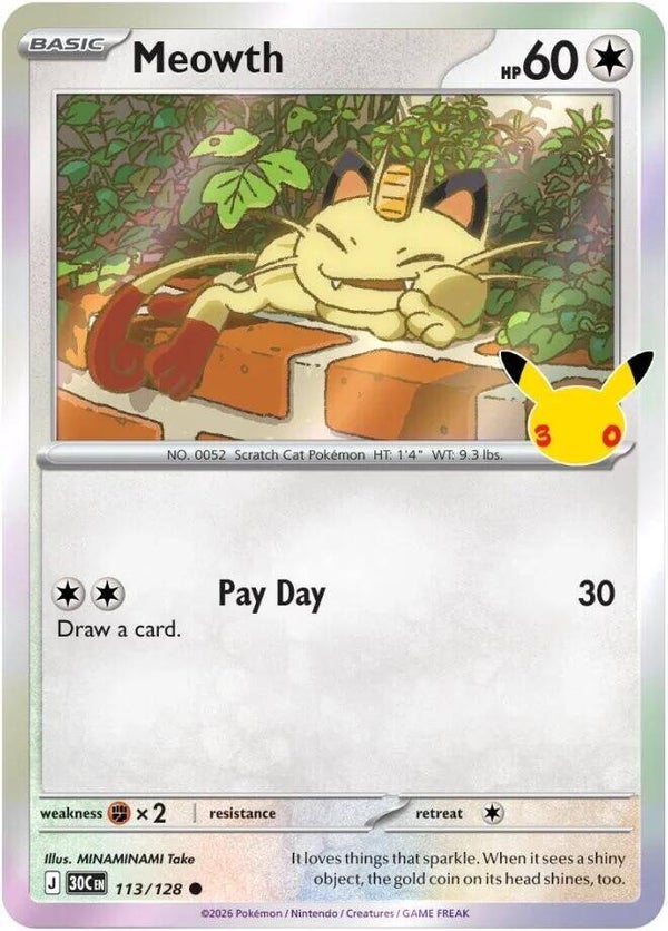 Meowth 113/128 holo 30th Anniversary