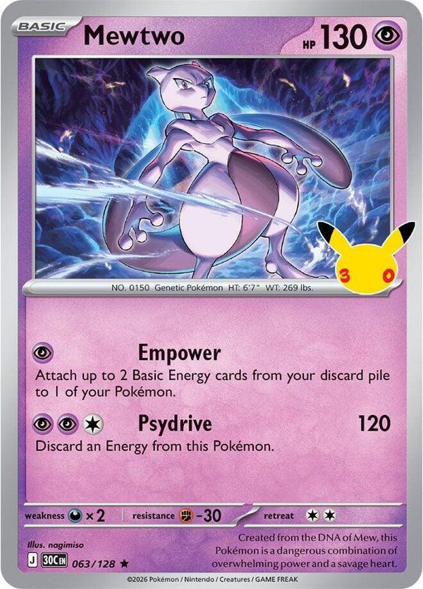 Mewtwo 063/128 holo 30th Anniversary
