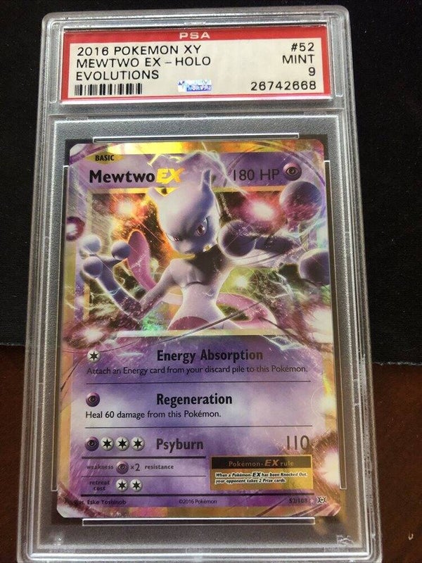 mewtwo ex 52/108 xy evolutions psa 9