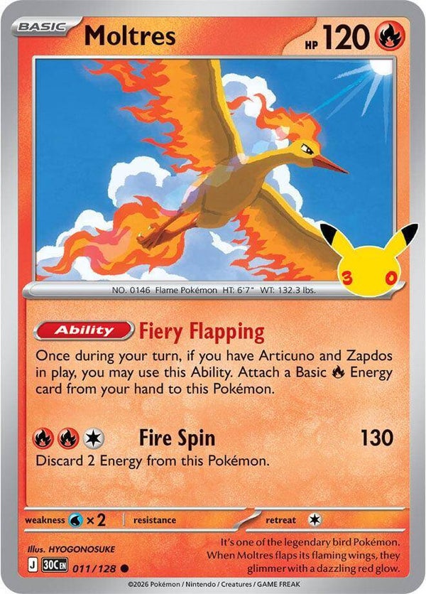 Moltres 011/128 holo 30th Anniversary