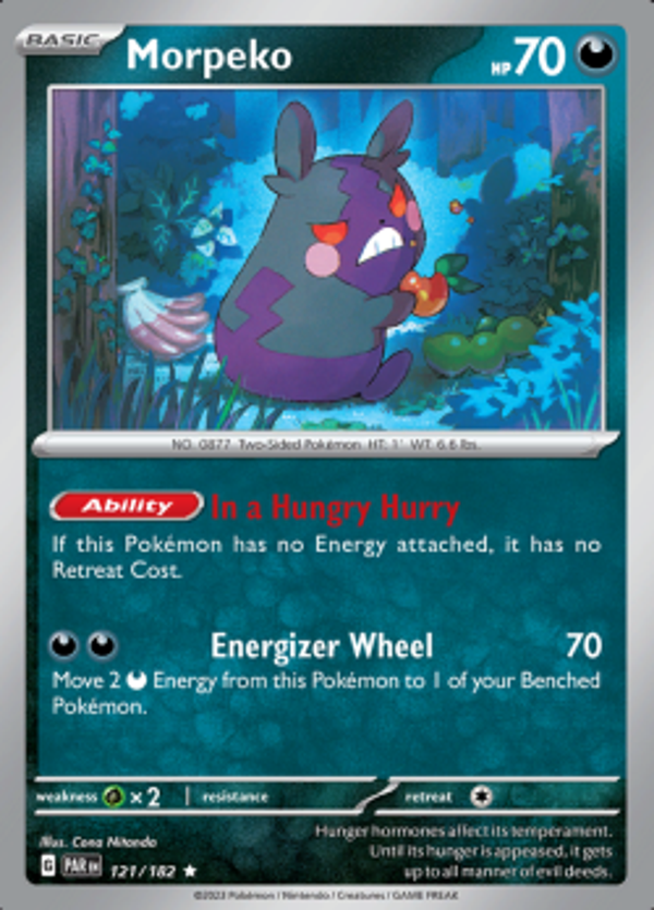 Morpeko 121/182 reverse holo Paradox Rift