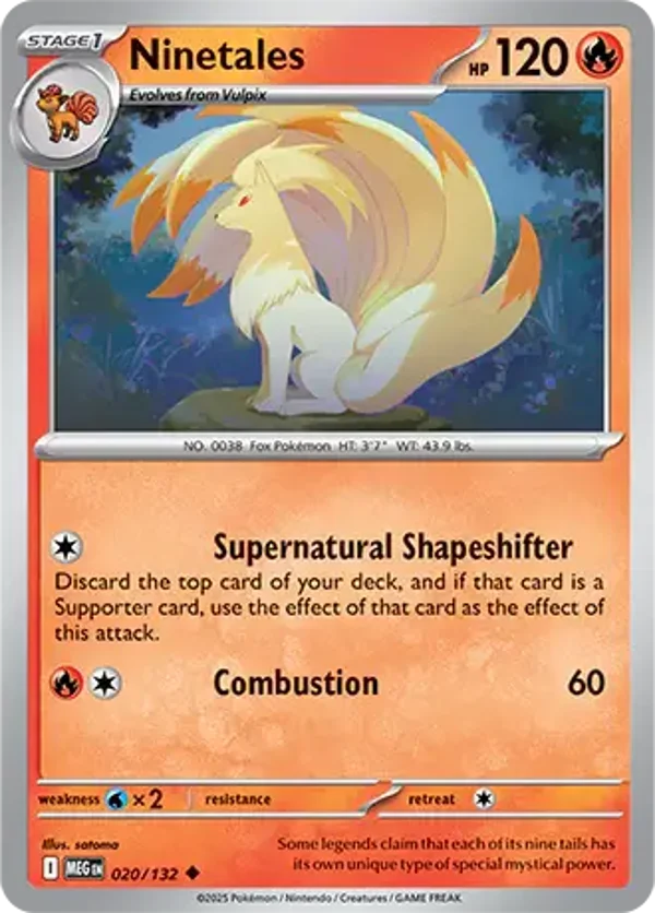 Ninetales 020/132 Reverse Holo Mega Evolution