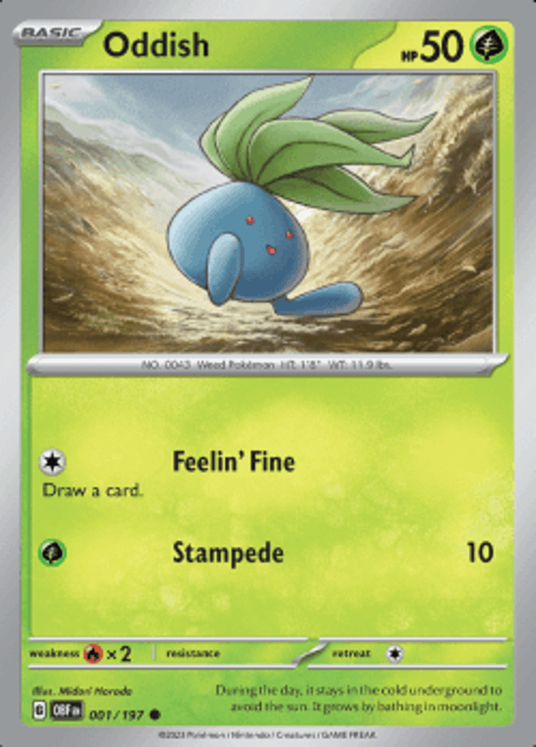 Oddish 001/197 reverse holo Obsidian flames